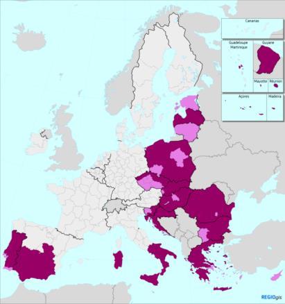 regiony Wsparcie regionalne Wsparcie z Funduszu Spójności Pozostałe regiony Scenariusz 3: Wsparcie tylko dla krajów objętych polityką spójności Potencjalnie kwalifikowalne regiony Wsparcie regionalne