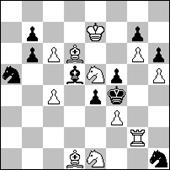 Dobry, oddający 2 wolne pola, wstęp. Niejednolita strategia czarnych obniża wartość zadania. 1.Wh2! ~ 2.Sg4+ Kg5 3.f4# 1...Ke3 2.Sc2+ Kf4 3.Sf7# 1...Kg3 2.
