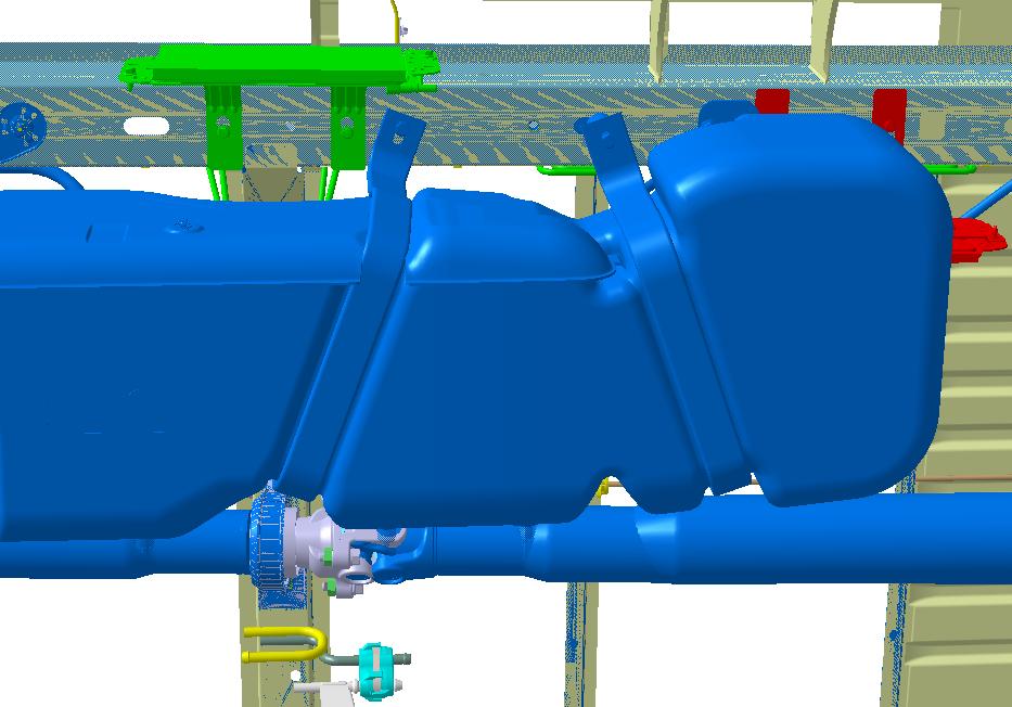 Zbiornik paliwa Modyfikacja od września 2017: mocowanie chłodnicy paliwa Ta modyfikacja zastosowana przy silnika Gen4 (TwinTurbo).