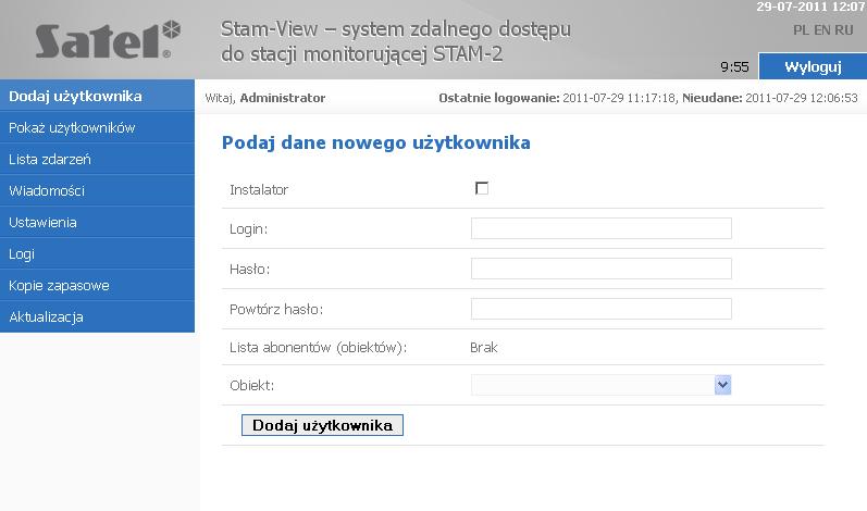 34 STAM-VIEW SATEL 4.5 Zmiana logo Istnieje możliwość podmiany logo wyświetlanego w górnej części okna systemu. W tym celu administrator powinien wykonać następujące czynności: 1.