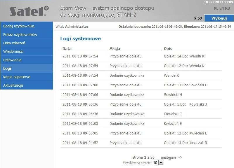 STAM-VIEW, ich zapisywania na dysku, w bazie systemu STAM-VIEW