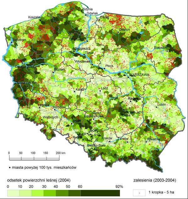 Lasistość w gminach Źródło: