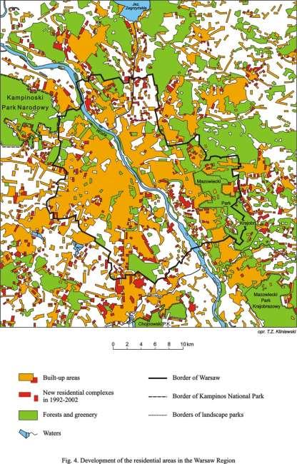 Urban sprawl WOM w latach
