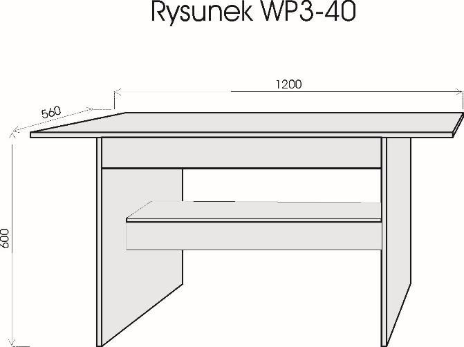 B.2.25. Stolik okolicznościowy ława WP 3-40 - szt. 31 - stolik ma być wykonany wg załączonego rysunku WP 3 40 ; - stolik ma być wykonany w następujących wymiarach (dł. x szer. x wys.
