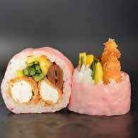 Tamago roll 6 kawałków rolki owinięte japońskim omletem Łosoś/philadelphia/awokado Łosoś pieczony/majonez/ogórek/mango