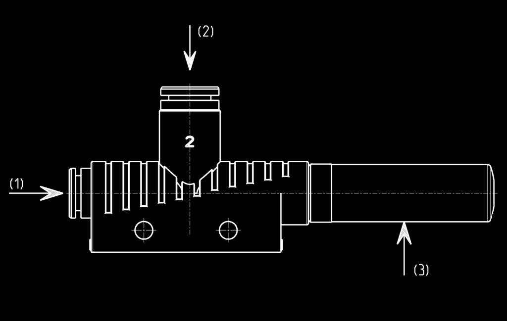 Ø8 DANE TECHNICZNE 1 = wlot sprężonego powietrza 2 = wlot próżni 3 = odpowietrzanie Czynnik roboczy: sprężone powietrze, smarowane lub nie, zgodne z ISO 873-1: 2001, klasa 7-4-4 DANE TECHNICZNE Model