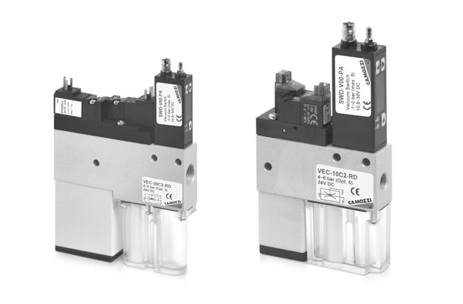 Eżektory zwarte serii VEC > Eżektory zwarte serii VEC Generatory próżniowe z wbudowanymi zaworami i systemem monitorowania.