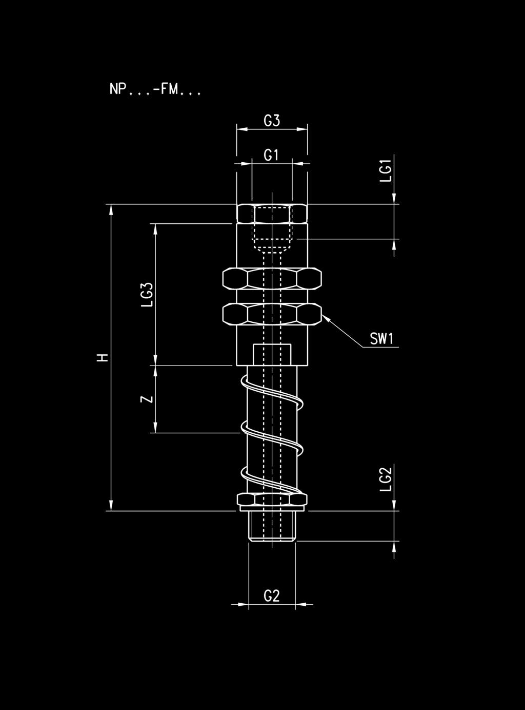 NPR-FF-M3-0 M3F M3F M6X0,7 33, 3,8 6 10 10 NPR-FF-M-0 MF MF G1/8 41,2, 6,2 1 14 NPR-FF-M-10 MF MF G1/8 47,2, 6,2 1 14 10 NPR-FF-M-20 MF MF G1/8 9,2, 6,2 1 14 20 NPM-NPR gwint wewnętrzny/zewnętrzny