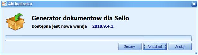 Z poziomu okna można podejrzeć listę zmian w programie wybierając opcję Zmiany. Okno listy zmian zostało omówione w rozdziale 3.1.1.5 Lista zmian.