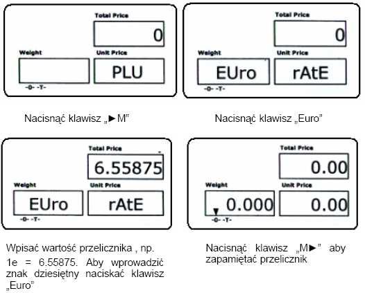 8.2 Programowanie waluty euro 8.
