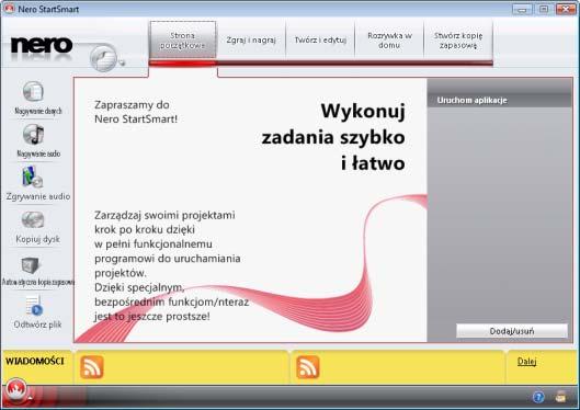 Uruchamianie programu 2 Uruchamianie programu Aby uruchomić Nero Burning ROM przez Nero StartSmart, wykonaj następujące czynności: 1. Kliknij ikonę StartSmart. Otworzy się okno Nero StartSmart. 2. Kliknij przycisk.