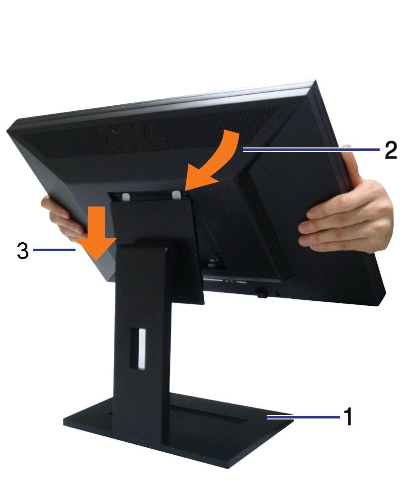 Powrót do spisu tresci Ustawianie monitora Przewodnik użytkownika monitora płaskiego Dell E1909W Podłączanie podstawy Podłączanie monitora Organizacja kabli Montaż Soundbar (opcja) Odłączanie