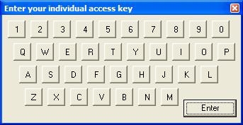 3. sekcja Access Key - służy do wprowadzania indywidualnego klucza dostępu operatora - klucz składa się z 4 cyfr i/lub liter - domyślny klucz to : 1234 - klucz można zmienić wpisując w jednym ciągu 4