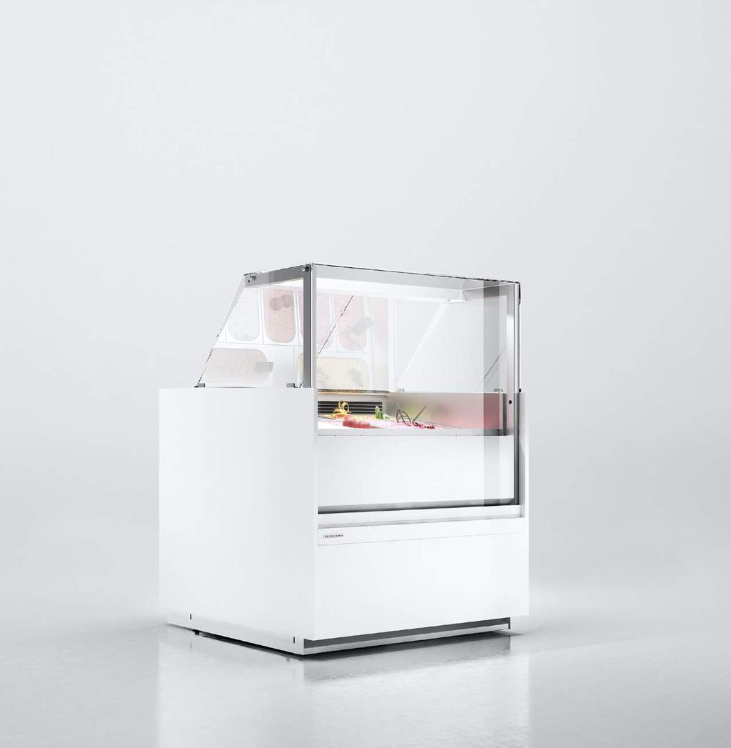 LMV Volans IC EN STANDARD FITTINGS USE DO UŻYTKU STORAGE PRZECHOWYWANIE integral condensing unit fan-assisted refrigeration single straight tempered front glass, tilt forward ice-cream