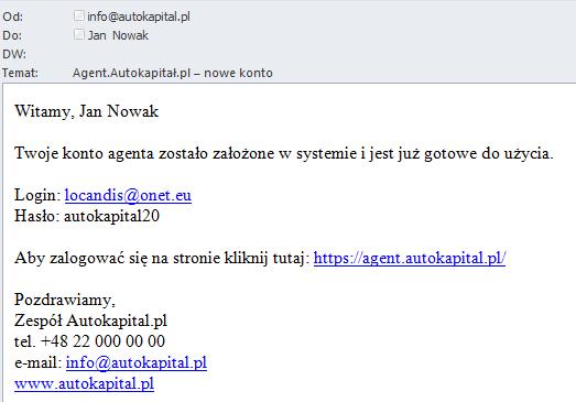 I. Informacje ogólne 1. Logowanie Firma w której jest zatrudniony agent zgłasza jego dane do PSFL jako użytkownika Panelu Agenta.