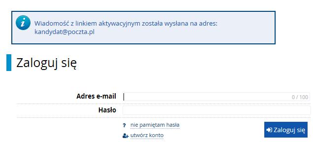 4. Wypełnij pole adres email oraz ustal własne hasło (co najmniej 8 znaków, w tym przynajmniej jednej litera i jedna cyfra) do konta w Internetowej Rejestracji Kandydatów WSKiP, a następnie wybierz