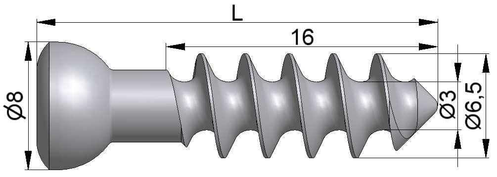 Wkręty do kości gąbczastej ø6,5mm Cancellous screws 6,5mm / L[mm] 30 260230 260630 35 260235 260635 40 260240 260640 45 260245 260645 50 260250 260650 55 260255 260655 60 260260 260660 65 260265