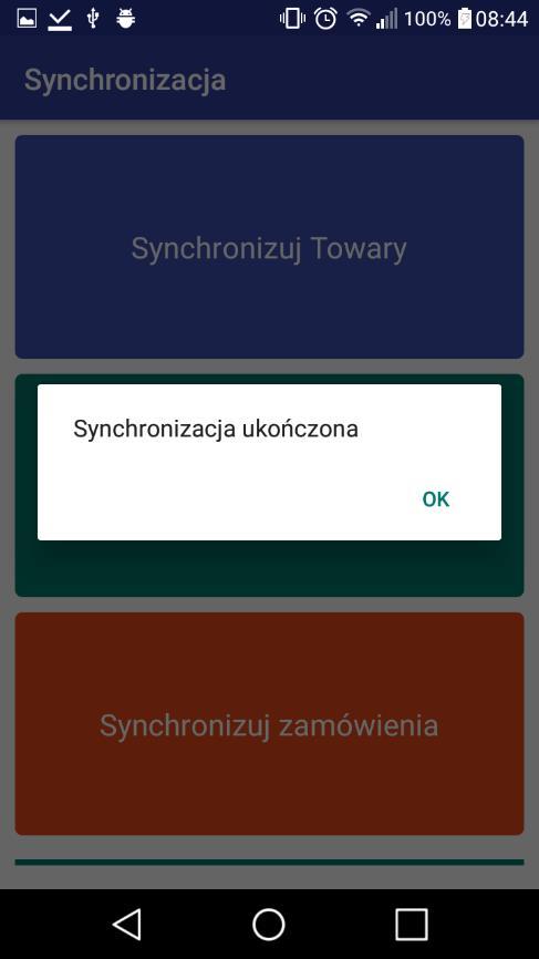 Synchronizuj Kontrahentów pobiera z programu nadrzędnego listę dostępnych kontrahentów, Przycisk Synchronizuj zamówienia pobiera z programu nadrzędnego utworzone