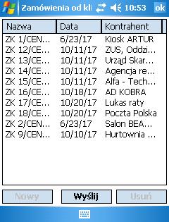 otwiera okno z listą tworzonych dokumentów przyjęć zewnętrznych w aplikacji, które zostaną przeniesione do programu nadrzędnego, Przycisk Wydanie zewnętrzne otwiera okno z listą tworzonych dokumentów