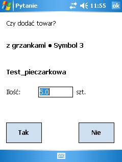 Wybór z listy wszystkich towarów. Aby zacząć kompletować dokument należy kliknąć w przycisk Wybierz. Wyświetli się lista towarów pobrana z programu nadrzędnego.