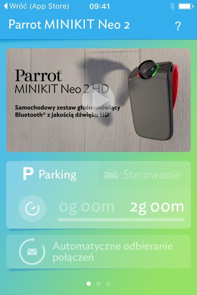 Jeżeli zestaw głośnomówiący Parrot MINIKIT Neo2 HD, nie jest w tej chwili połączony z telefonem, zostanie wyświetlony ekran z informacją o