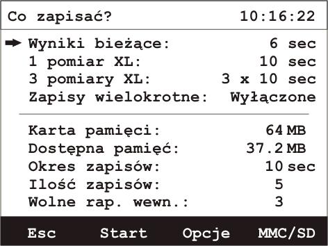Siatka włączanie/wyłączanie siatki na wykresie Skala Y może przyjąć następujące wartości: AUTO dopasowuje rozpiętość osi między największą a najmniejszą zmierzoną wartością w danym kanale pomiarowym.