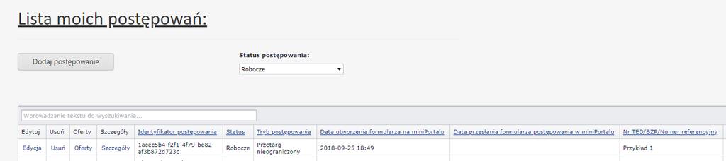 III.3. Edycja formularza postępowania.