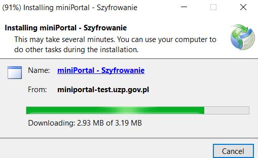 Po kliknięciu zostanie pobrana wersja instalacyjna: Należy