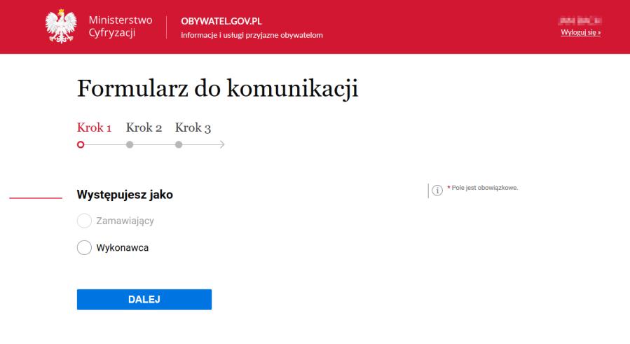 Jeśli użytkownik zaloguje się do epuap w kontekście konta