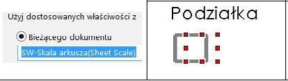 kliknij Połączenie z właściwością, zaznacz Użyj dostosowanych właściwości z Bieżącego dokumentu i wybierz nazwę właściwości Wykonawca rysunku (rysunek 14.31)