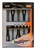 PLN* BE-9882 6 Proste + Pozidriv 5 kpl 159,90 127,92 4 wkrętaki do śrub prostych: 0,5x3x60, 0,8x4x100, 1,0x5,5x100, 1,2x6,5x125 mm, 2 wkrętaki typu Pozidriv: PZ1x75, PZ2x100.