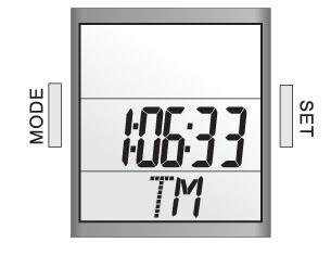 Naciśnij krótko przycisk "SET", aby ustawić format godziny 12/24. Następnie naciśnij przycisk "MODE" i "SET", aby ustawić czas (godzina / min / sek).