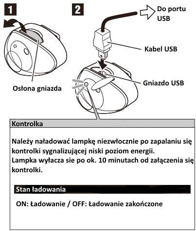 Przed użyciem produktu, należy dokładnie przeczytać instrukcję i zachować ją na przyszłość. Uwaga Bateria nie jest ładowana podczas podłączenia do komputera, który znajduje się w trybie uśpienia.