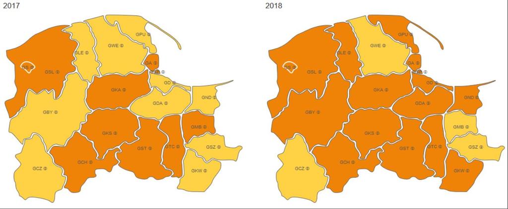 Rys. 10. Zmiana zapotrzebowania na kierowców samochodów ciężarowych i ciągników siodłowych w latach 2017-2018 Źródło: barometrzawodow.pl.