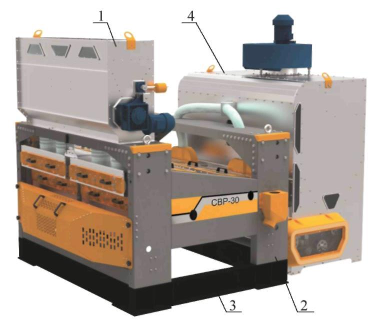 Rysunek 1a: Separator powietrzno-sitowy СВР-30 Rysunek 1b: Separator powietrzno-sitowy СВР-15 Aby zapewnić równomierne obciążenie obu korpusów separatora, muszą być spełnione dwa warunki: