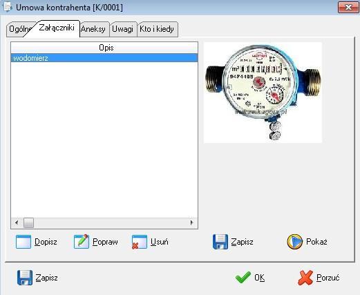 Pola temat i notatka zostaną uzupełnione z danymi wprowadzonymi na umowie można wprowadzić własne uwagi, pola telefon, e-mail, url jeżeli na kartotece kontrahenta zostały uzupełnione to również