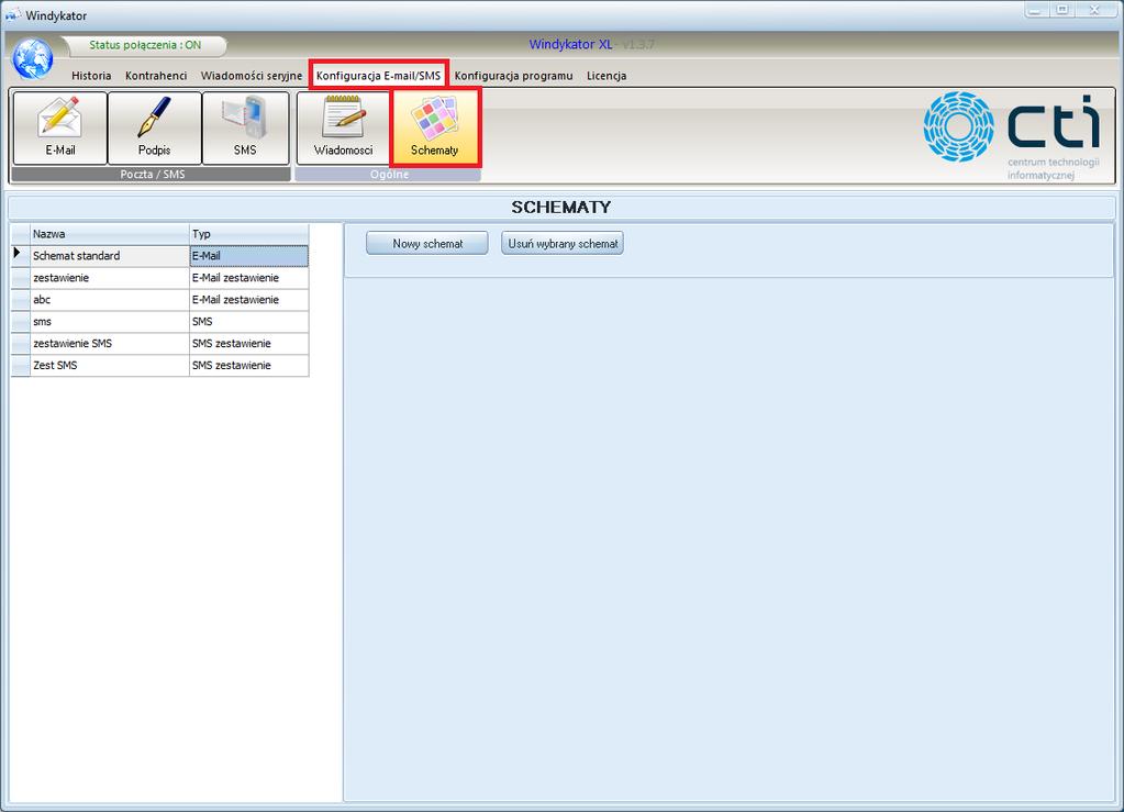 3.6. Schematy wiadomości i ich edycja Program Windykator posiada możliwość tworzenia swoich schematów.