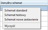 Wyświetli się lista schematów, które zostały utworzone w programie Windykator: Kolumna Aktywny służy do aktywacji i dezaktywacji danego schematu.