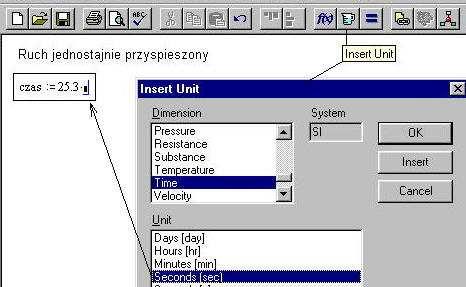 MATHCAD - Zmienne i jednostki miar http://www.kkiem.agh.edu.pl/dydakt/mcad/zad/4jedn.htm 1 z 2 2011-10-05 22:46 4. Obliczenia z użyciem zmiennych i jednostek miar. Kolejność ustawienia regionów.