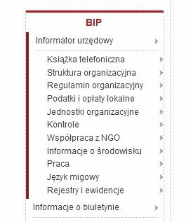 Rys. 7 Menu boczne przypisane do menu górnego 2.1.