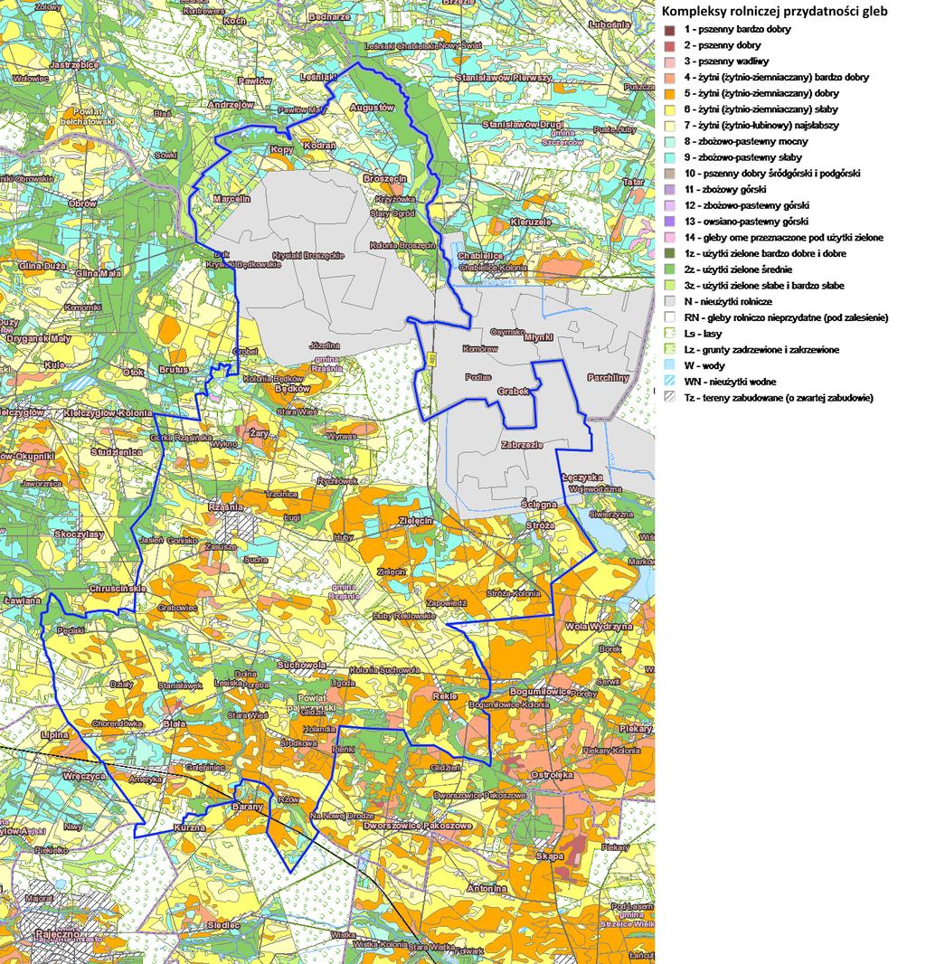 Mapa 7. Mapa glebowo-rolnicza gminy Rząśnia Źródło: Geoportal Województwa Łódzkiego (geoportal.lodzkie.pl/imap/) 5.3.