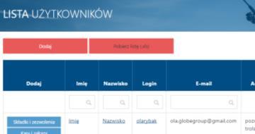 Dodawanie i Edycja Użytkownika Ewidencja użytkownika jest dostępna z poziomu listy użytkowników oraz wyszukiwarki.