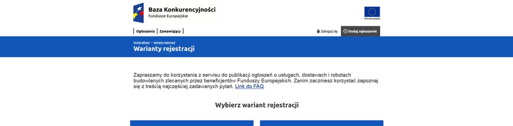 Wskaż ikonę Jestem Wnioskodawcą jeśli nie masz podpisanej umowy, a chcesz utworzyć informację o zamówieniu.