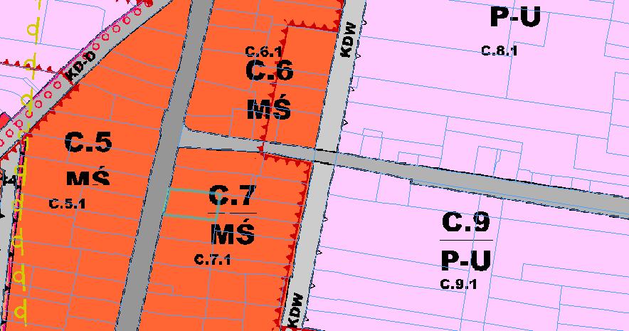 2006 r., w planie tym nieruchomość z przedmiotowym lokalem posiada przeznaczenie planu MŚ zabudowa śródmiejska. Mapa 1: Część graficzna planu zagospodarowania przestrzennego MPZP 5.