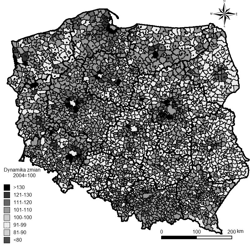 Wpływ permanentnych migracji zagranicznych na zmiany... 99 ści zaobserwowano w specyficznych regionach kraju. Były to przede wszystkim strefy podmiejskie dużych miast (np.