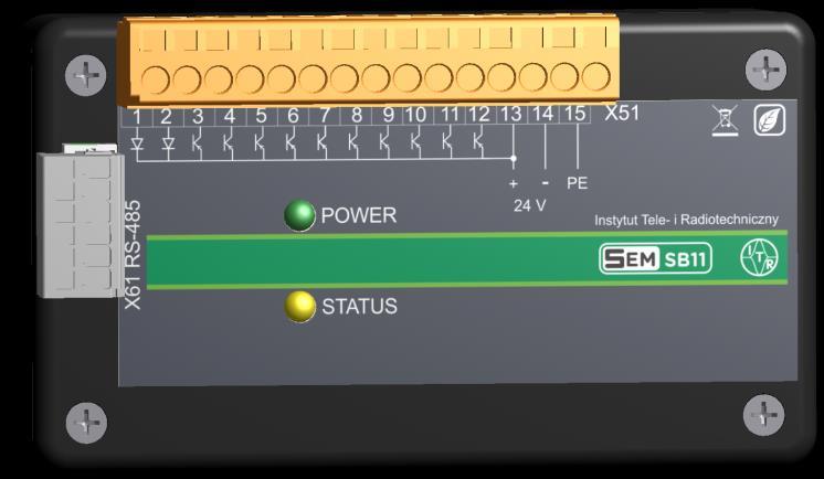 3.1. SEM SB11 Moduł rozszerzeń SEM SB11 pełni rolę konwertera RS-485 na sygnały binarne.