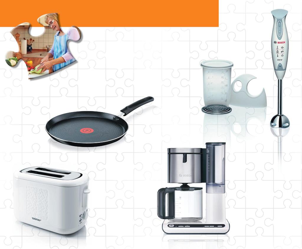 PRAKTYCZNA KUCHNIA PODWÓJNA KORZYŚĆ ZE SPŁATY E5 Blender 1000 BOSCH 600 B6 Patelnia do naleśników TEFAL 3 średnica: 25 cm 3 nieprzywierająca powłoka 3 wskaźnik nagrzania patelni 3 moc 400 W 3 z