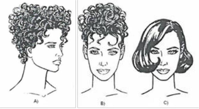 17. Z przedstawionych poniżej różnych form fryzur wybierz najbardziej korzystną dla wysokiej, szczupłej kobiety. 18. Wskaż współczesną linię fryzury. 19.