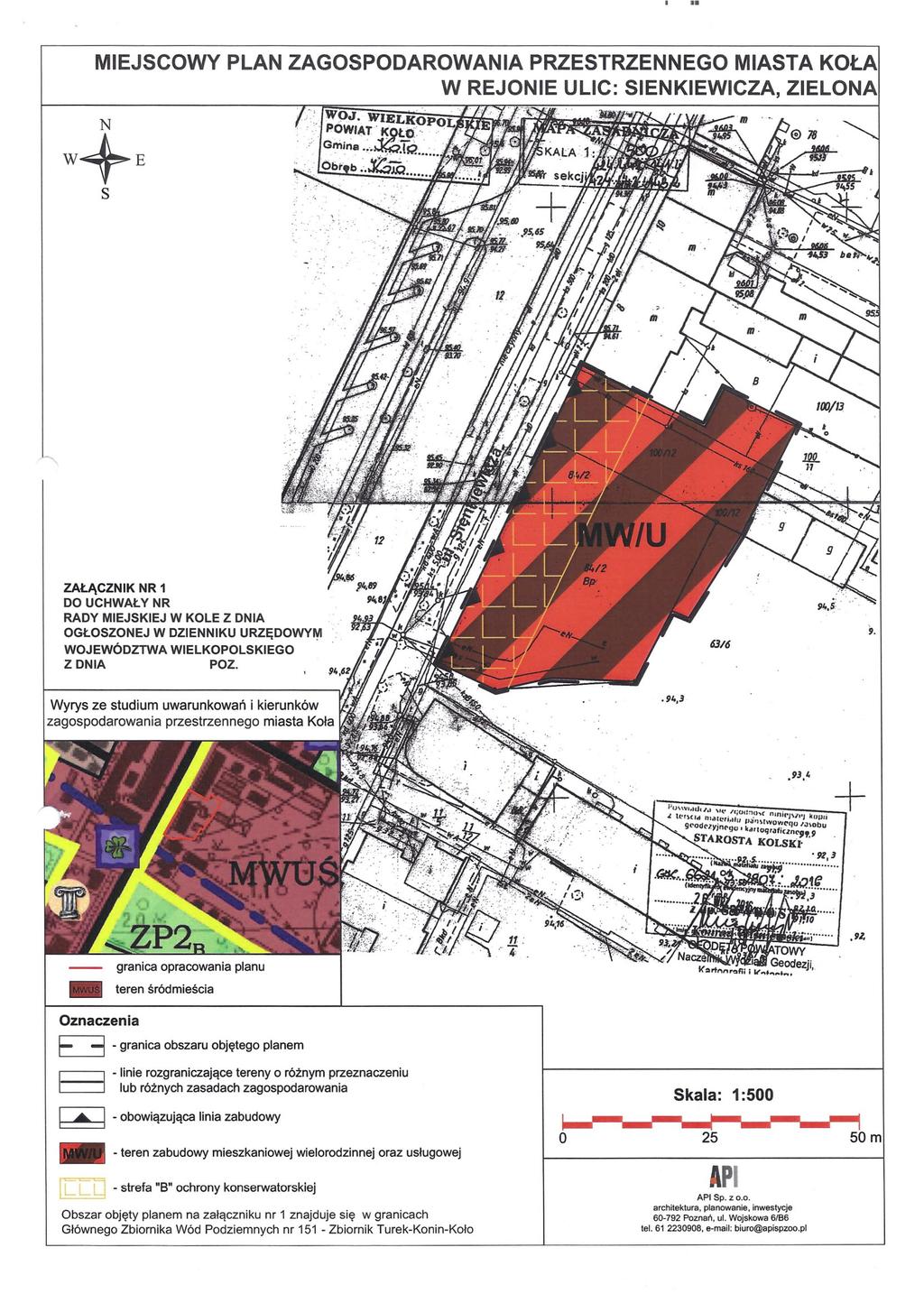 MIEJSCOWY PLAN ZAGOSPODAROWANIA PRZESTRZENNEGO MIASTA W REJONIE ULIC: SIENKIEWICZA, ZIELON ZAŁĄCZNIK NR 1 DO UCHWAŁY NR RADY MIEJSKIEJ W KOLE Z DNIA OGŁOSZONEJ W DZIENNIKU URZĘDOWYM WOJEWÓDZTWA Z