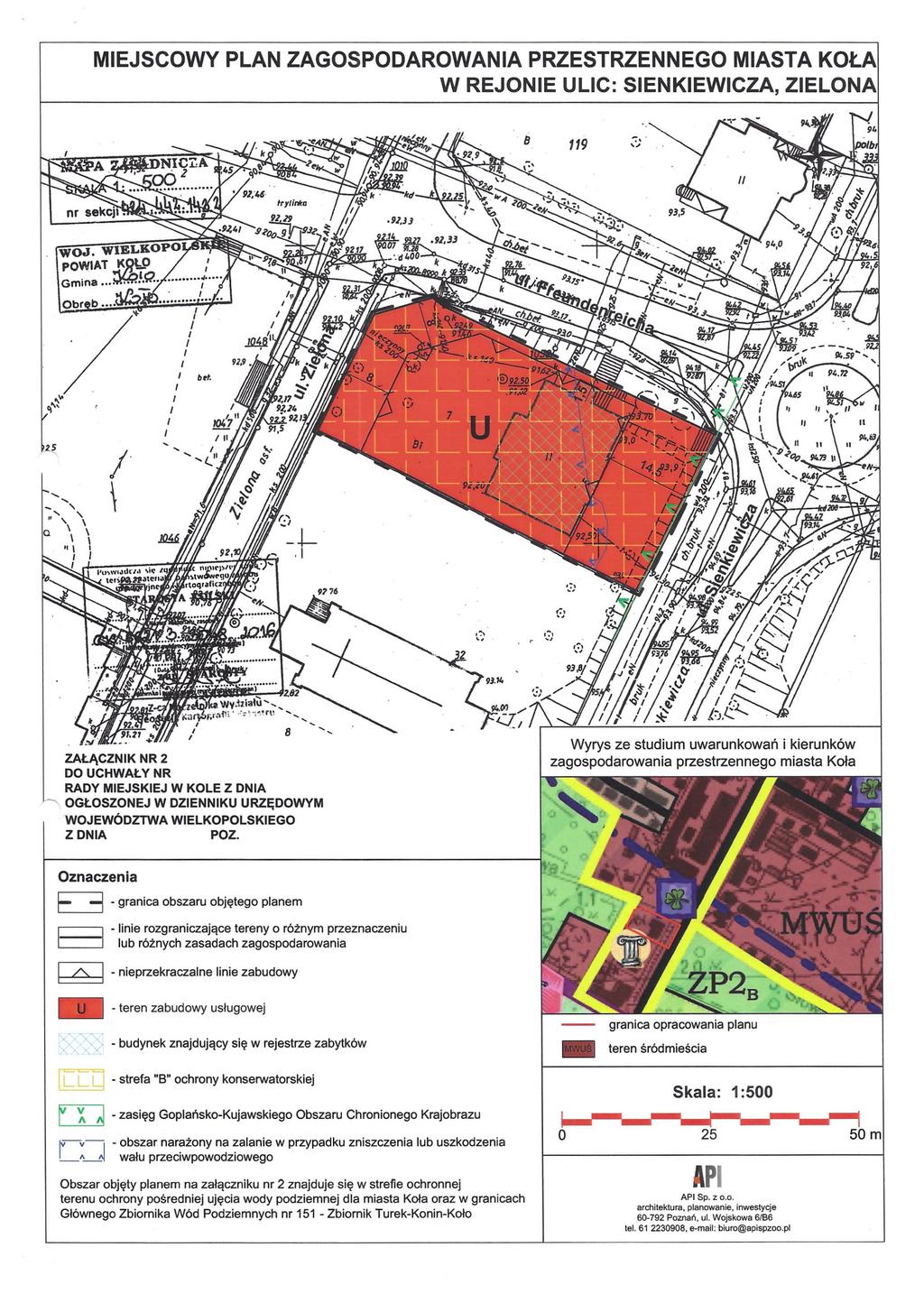 MIEJSCOWY PLAN ZAGOSPODAROWANIA PRZESTRZENNEGO MIASTA W REJONIE ULIC: SIENKIEWICZA, ZIELO 119,,:,,',~, I I I Ort.